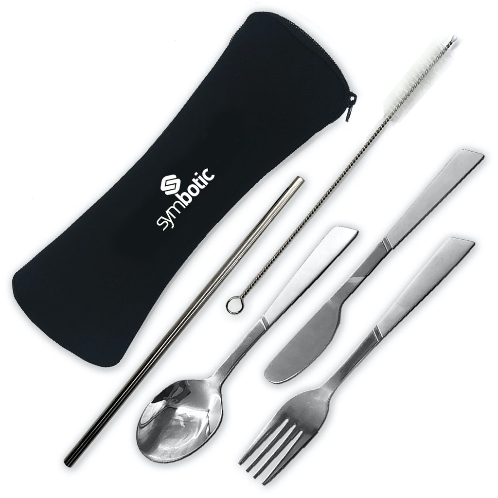 SET DE COUTELLERIE ET PAILLES EN ACIER INOXYDABLE / STAINLESS STEEL CUTLERY AND STRAW SET